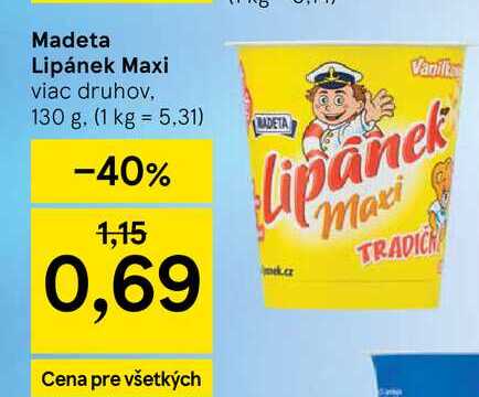 Madeta Lipánek Maxi viac druhov, 130 g