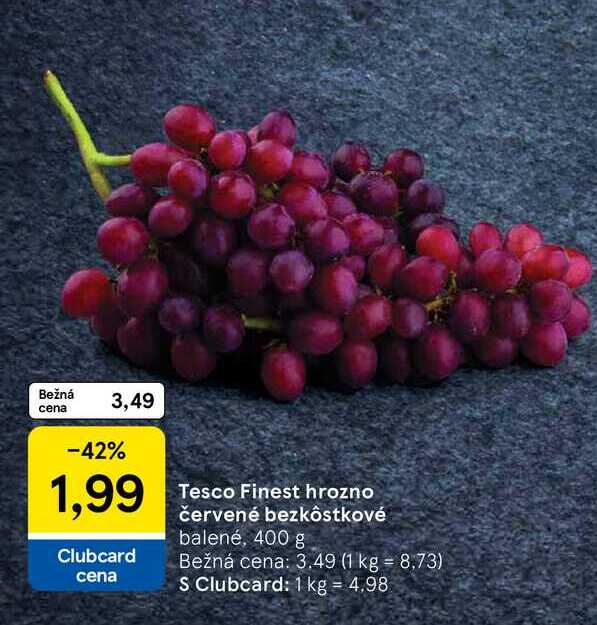 Tesco Finest hrozno červené bezkôstkové balené, 400 g