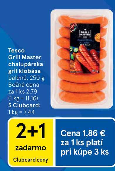 Tesco Grill Master chalupárska gril klobása balená, 250 g