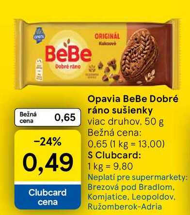 Opavia BeBe Dobré ráno sušienky viac druhov, 50 g 