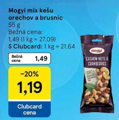 Mogyi mix kešu orechov a brusníc 55 g