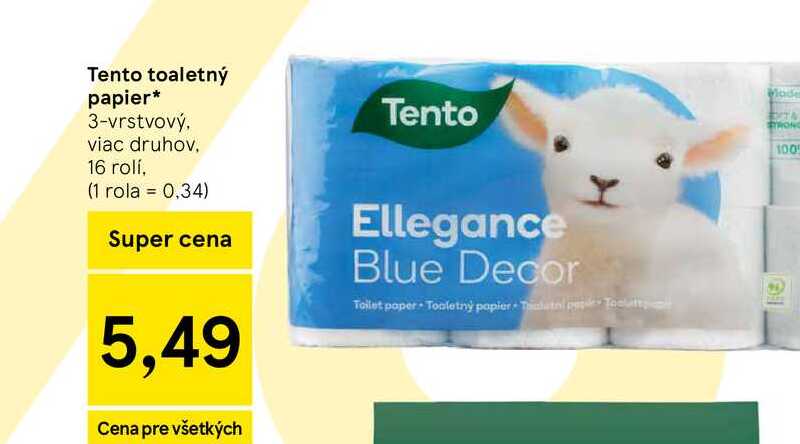 Tento toaletný papier 3-vrstvový, viac druhov, 16 rolí