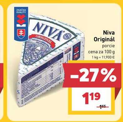 Niva Originál porcie cena za 100 g