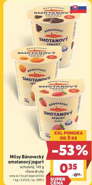 Milsy Bánovecký smotanový jogurt ochutený, 145 g