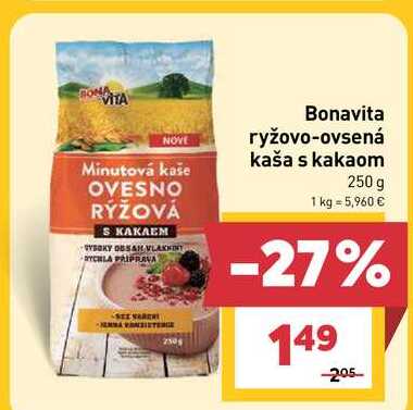 Bonavita ryžovo-ovsená kaša s kakaom 250 g