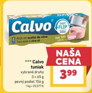 Calvo tuniak vybrané druhy 3 x 65 g
