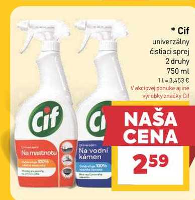 Cif univerzálny čistiaci sprej 2 druhy 750 ml