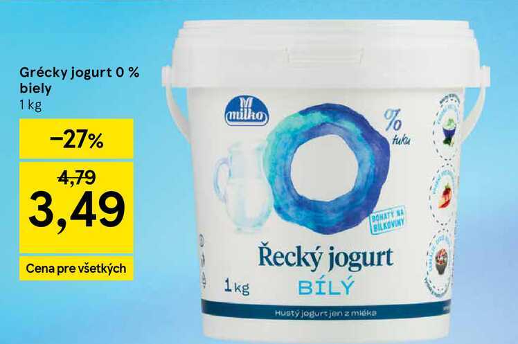MILKO Grécky jogurt 0 % biely 1 kg