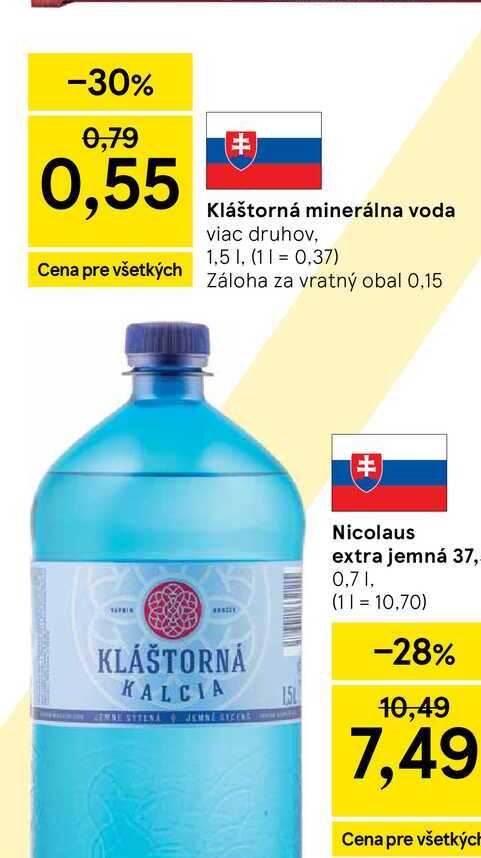 Kláštorná minerálna voda viac druhov, 1,5 l v akcii