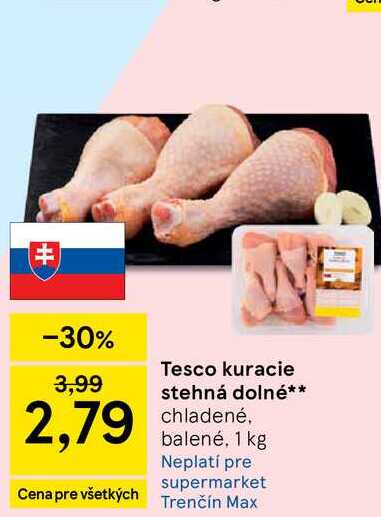 Tesco kuracie stehná dolné chladené balené 1 kg 