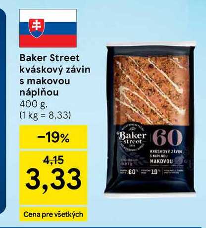 Baker Street kváskový závin s makovou náplňou 400 g