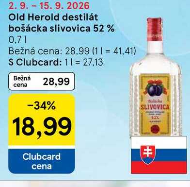 Old Herold destilát bošácka slivovica 52% 0,7l