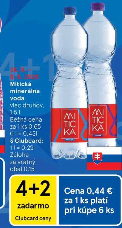 Mitická minerálna voda viac druhov, 1,5l
