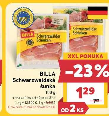 BILLA Schwarzwaldská šunka 100 g