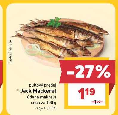 Jack Mackerel údená makrela cena za 100 g