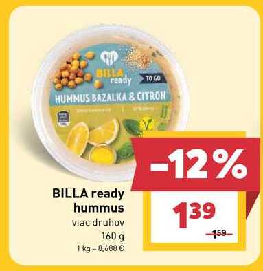 BILLA ready hummus viac druhov 160 g