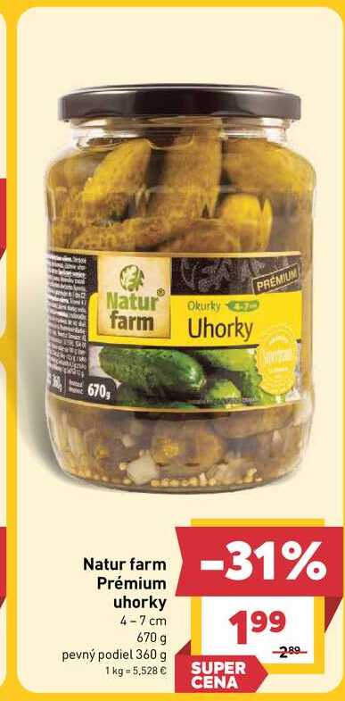 Natur farm Prémium uhorky 4-7 cm 670 g