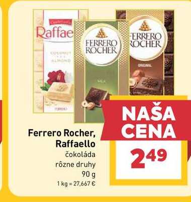 Raffaello čokoláda rôzne druhy 90 g