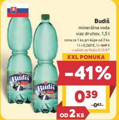 Budiš minerálna voda viac druhov, 1,5l  v akcii