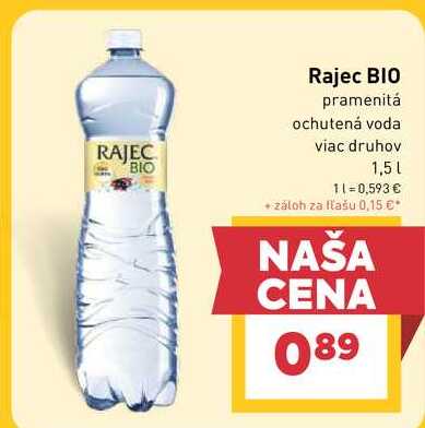 Rajec BIO pramenitá ochutená voda viac druhov 1,5l