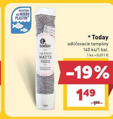 Today odličovacie tampóny 140 ks/1 bal.