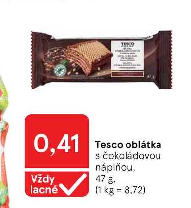 Tesco oblátka S čokoládovou náplňou 47 g