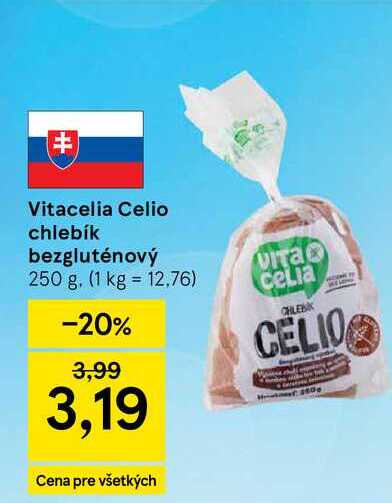 Vitacelia Celio chlebík bezgluténový 250 g