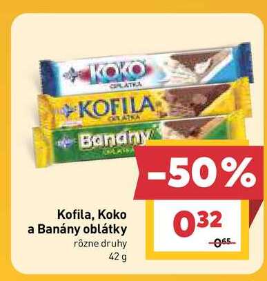 Kofila, Koko a Banány oblátky rôzne druhy 42 g