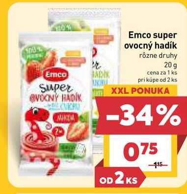 Emco super ovocný hadík rôzne druhy 20 g