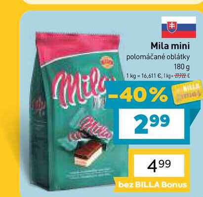 Mila mini polomáčané oblátky 180 g