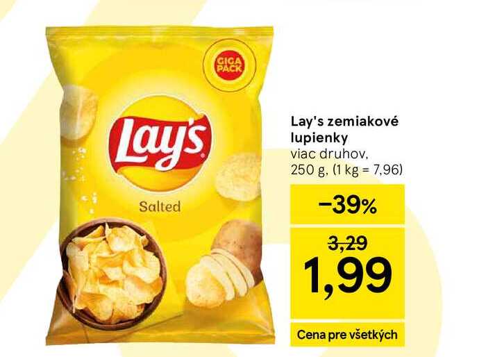 Lay's zemiakové lupienky viac druhov 250 g