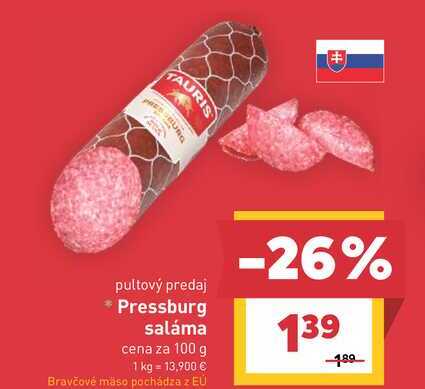 Pressburg saláma cena za 100 g