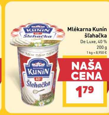 Kunín šľahačka De Luxe, 40% 200 g