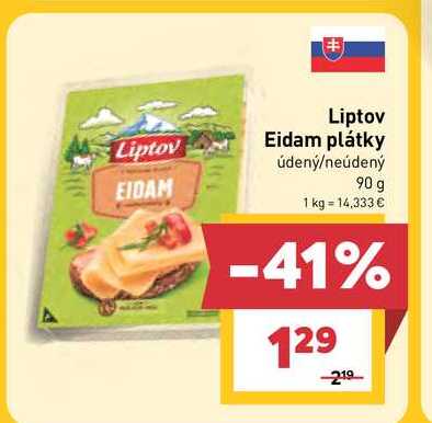 Liptov Eidam plátky údený/neúdený 90 g