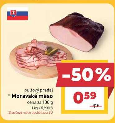 Moravské mäso cena za 100 g