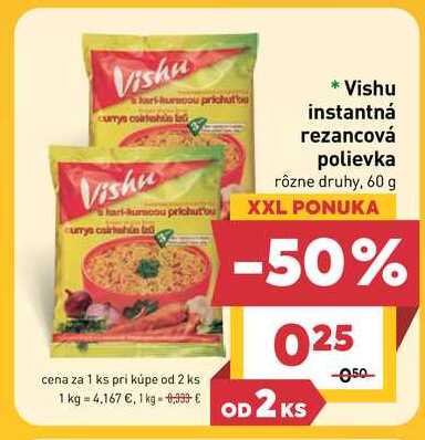 Vishu instantná rezancová polievka rôzne druhy, 60 g