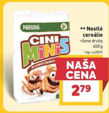 Nestlé cereálie rôzne druhy 450 g