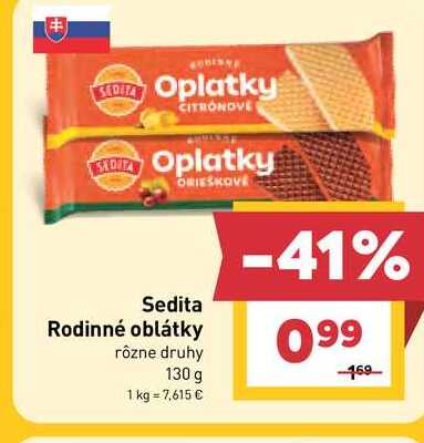 Sedita Rodinné oblátky rôzne druhy 130 g