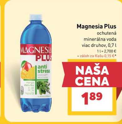 Magnesia Plus ochutená minerálna voda viac druhov, 0,7 l v akcii