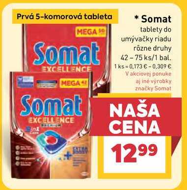 Somat tablety do umývačky riadu rôzne druhy 42-75 ks/1 bal.