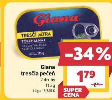 Giana tresčia pečeň 2 druhy 115 g