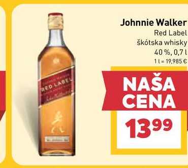 Red Label škótska whisky 40%, 0,7l