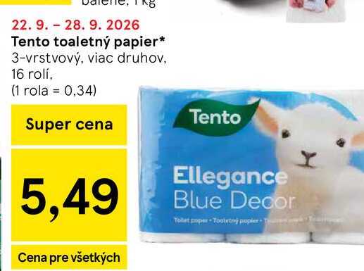 Tento toaletný papier 3-vrstvový, viac druhov, 16 rolí