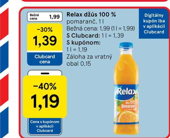 Relax džús 100% pomaranč, 1l