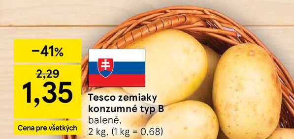 Tesco zemiaky konzumné typ B balené 2 kg
