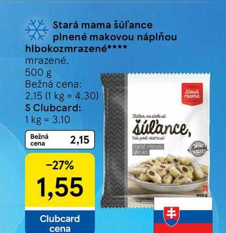 Stará mama šúľance plnené makovou náplňou hlbokozmrazené 500 g