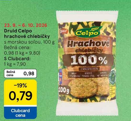 Druid Celpo hrachové chlebíčky s morskou soľou, 100 g  v akcii
