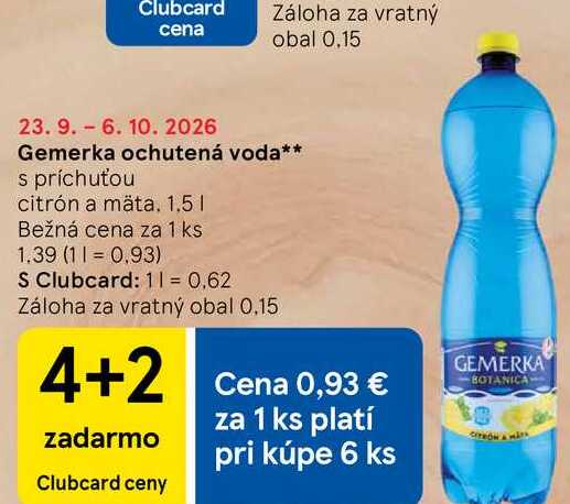 Gemerka ochutená voda s príchuťou citrón a mäta, 1,5l v akcii