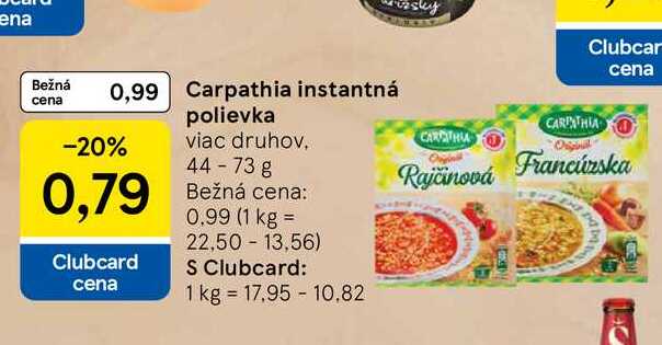 Carpathia instantná polievka viac druhov 44-73 g