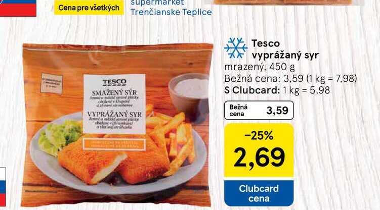 Tesco vyprážaný syr mrazený, 450 g
